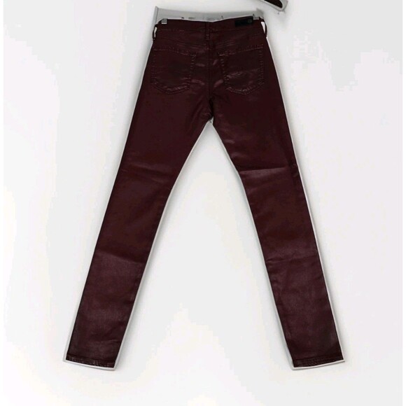 AG Adriano Goldschmied The Farrah Skinny Ankle Burgundy Coated Jeans Size 27R - Picture 5 of 11